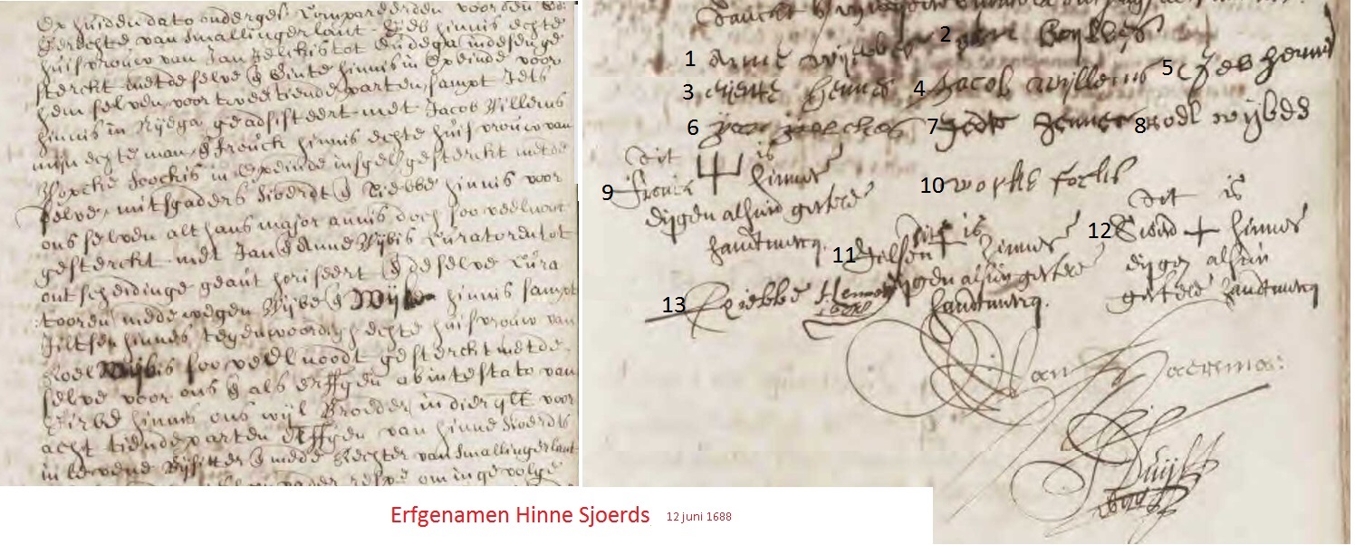 Hinne, de erfgenamen 1688